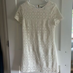 Lulu's White Sheath Mini Dress with Crew Neck